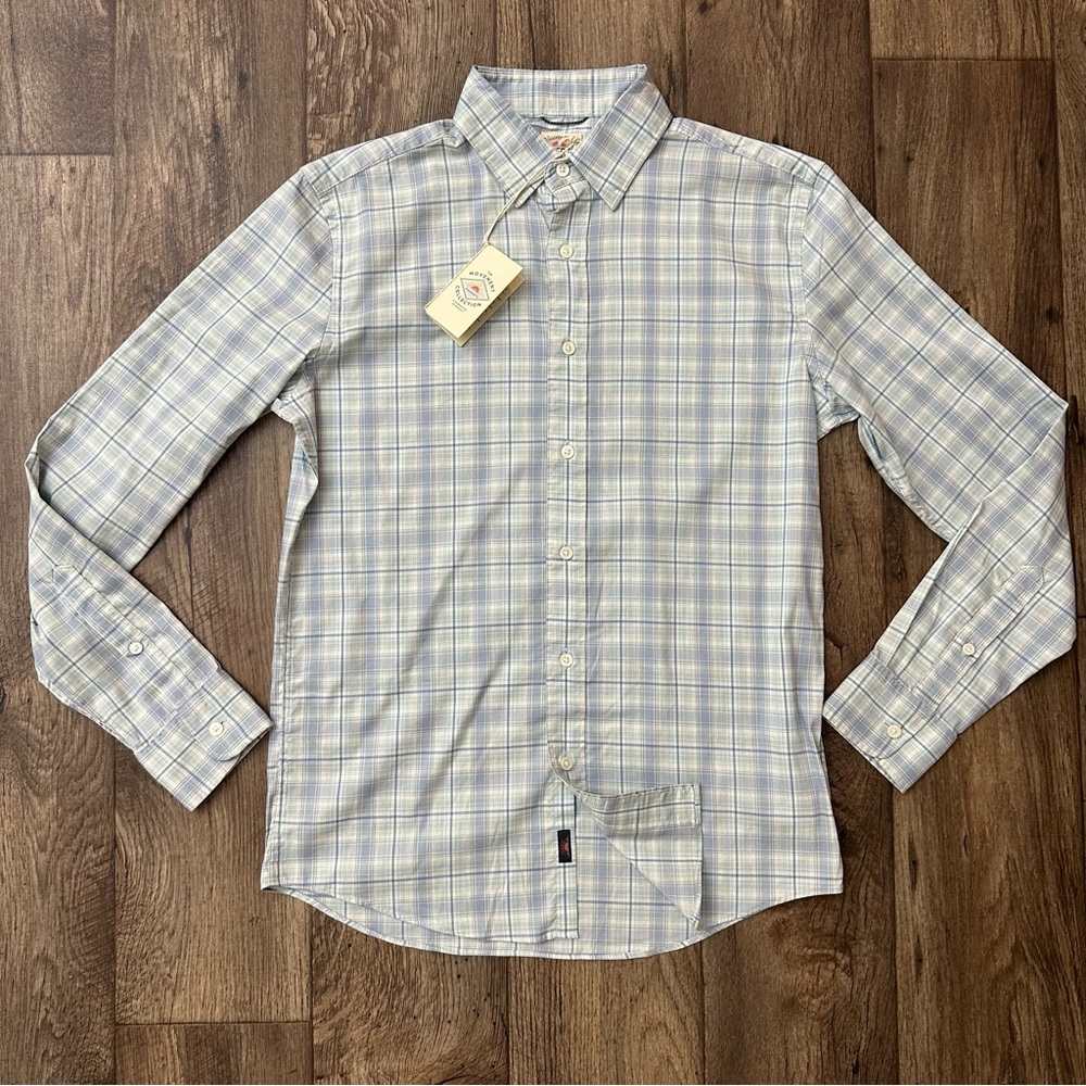 Faherty Movement Cotton Blend Button down Shirt Men’s Size S Blue Plaid